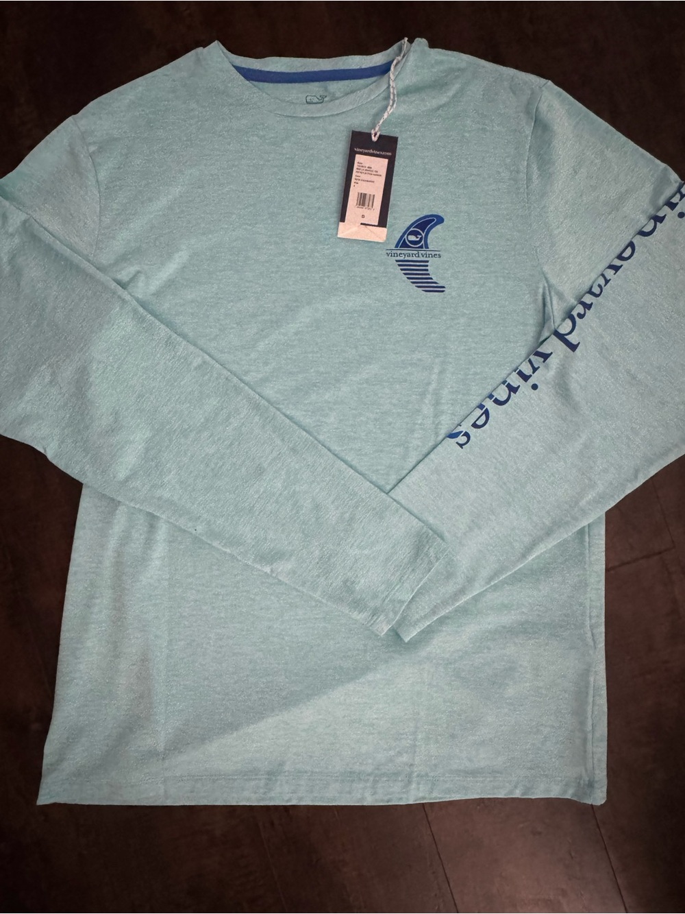 Vineyard Vines Men’s Neon Aquamarine Fin Reflection Harbor LS Graphic Tee S NWT